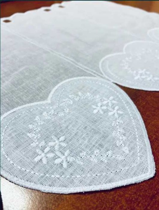 Firanka Len Kuchnia Biała Zazdrostka Haft Serca 60 wys