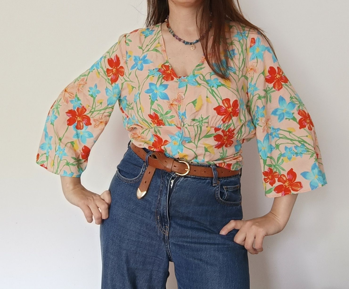 Piękna bluzka boho, nowa, United Colors of Benetton, L