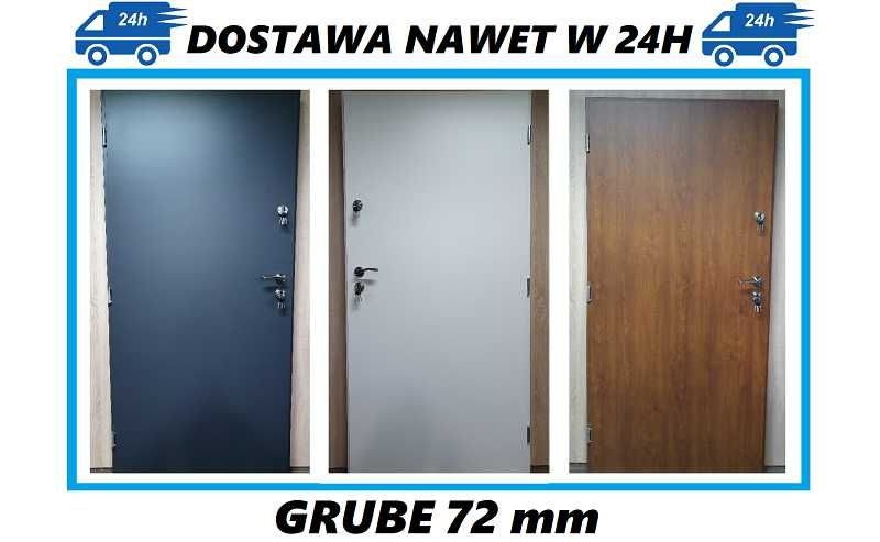 Drzwi zewnętrzne 80, 90 PEŁNE GRUBE 72 mm model "ARTE" SZYBKA DOSTAWA