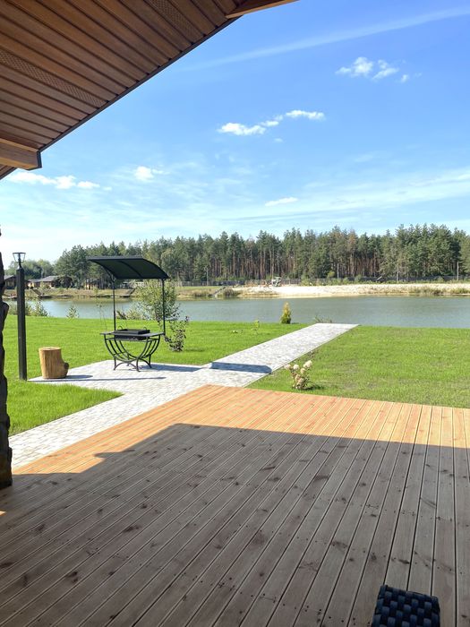 Оренда будинку на березі озера, баня, чан, риболовля, котеджі подобово