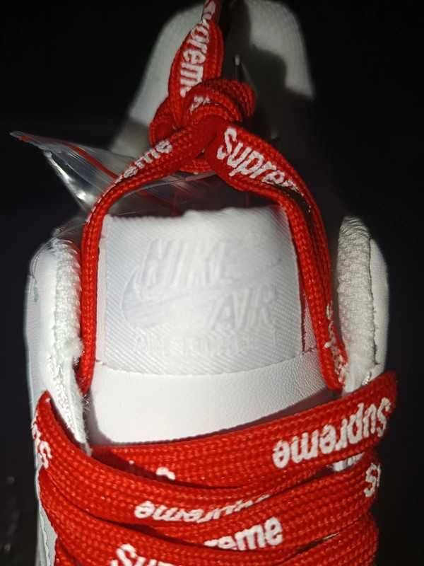 Nowe\Autentyzm*airDamskieNikeForce1Supreme Biały UnisexTrampki 44