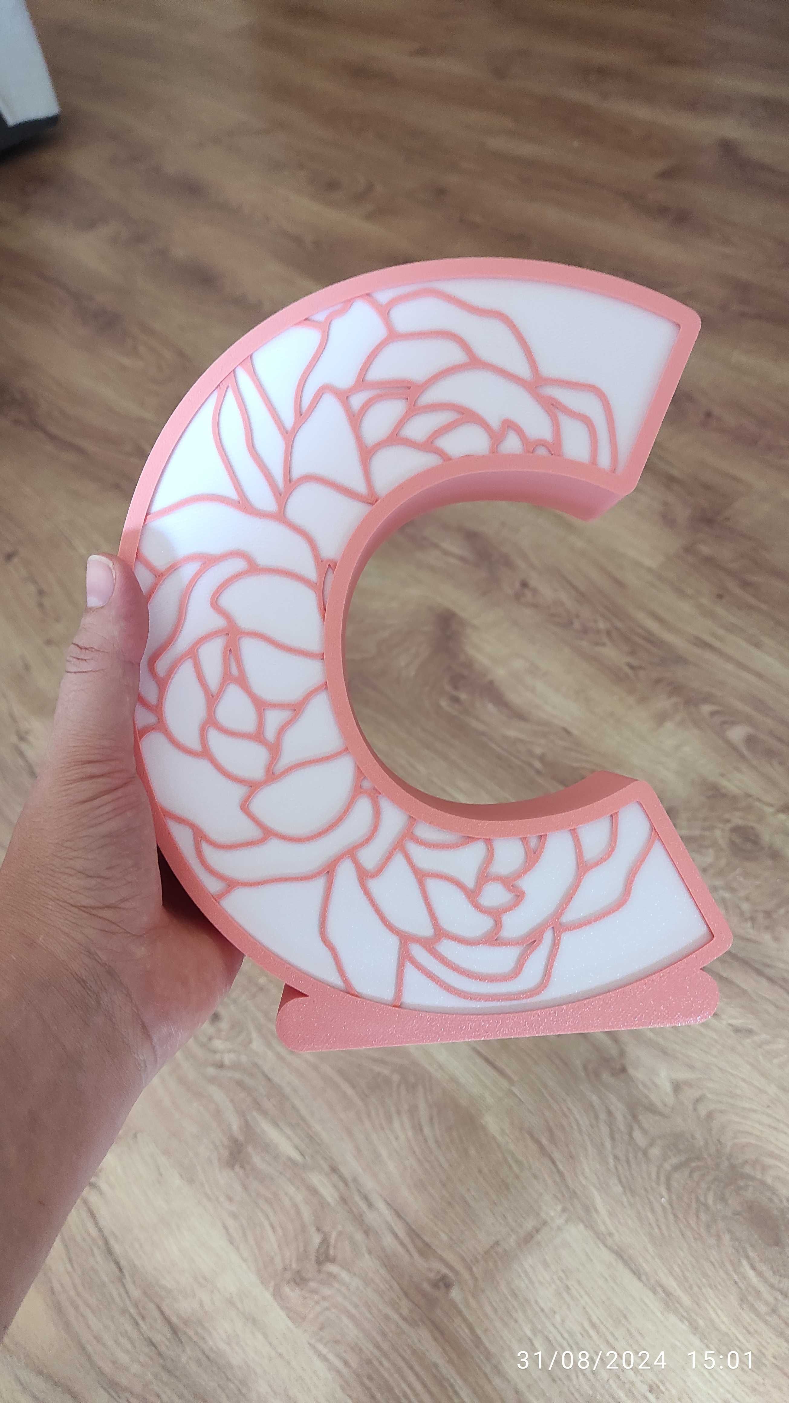Luz led personalizada quarto do bebe | nome com flores | candeeiro