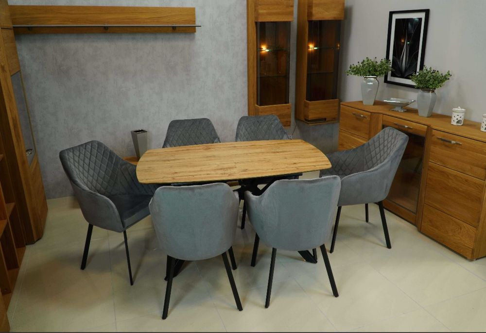 Stół z krzesłami stół +4 krzesła dębowy loft metalowe nogi