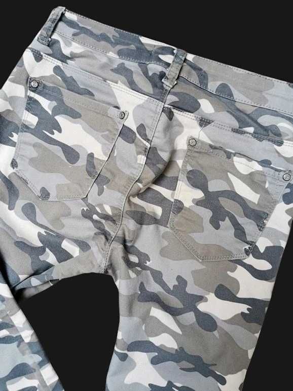 Spodnie Moro Beżowe Khaki Bawełna Modne Punk Rock Army Retro 36 S
