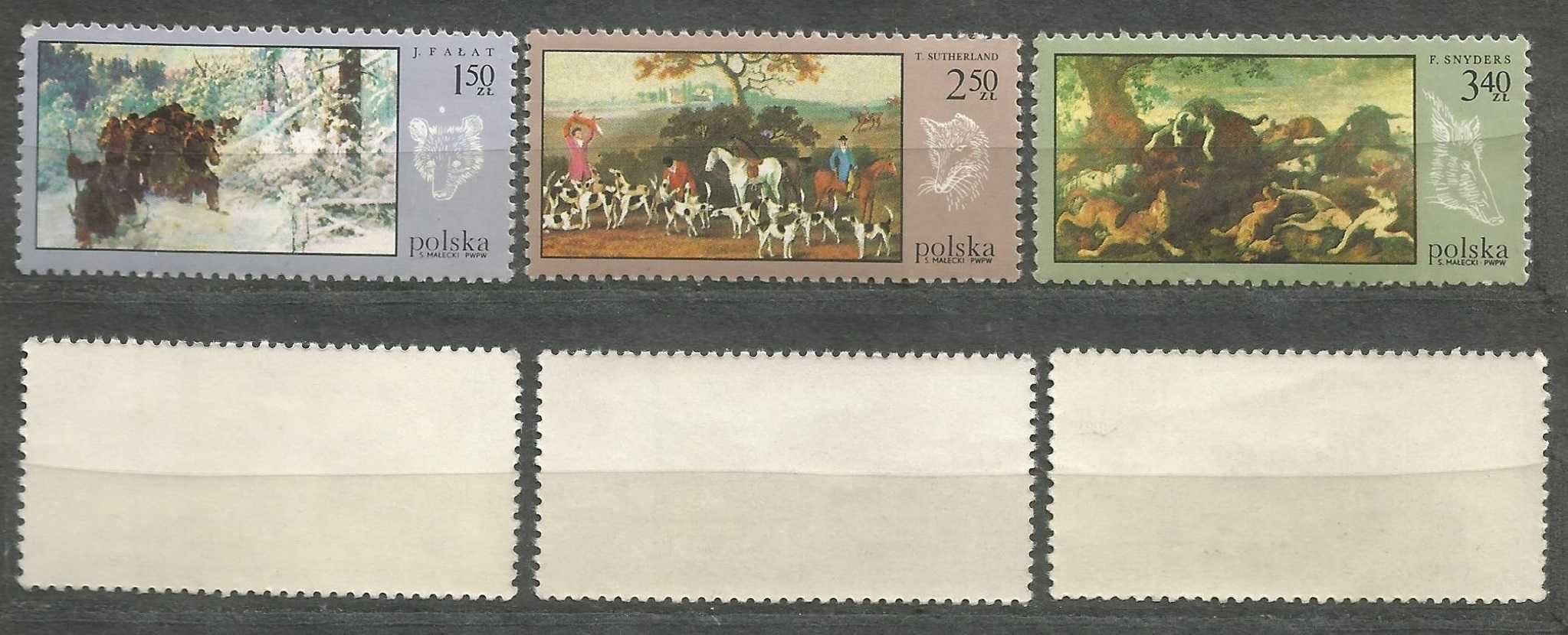 Znaczki seria: Łowiectwo w malarstwie FI 1743 – 1750 stan** 1968 r.