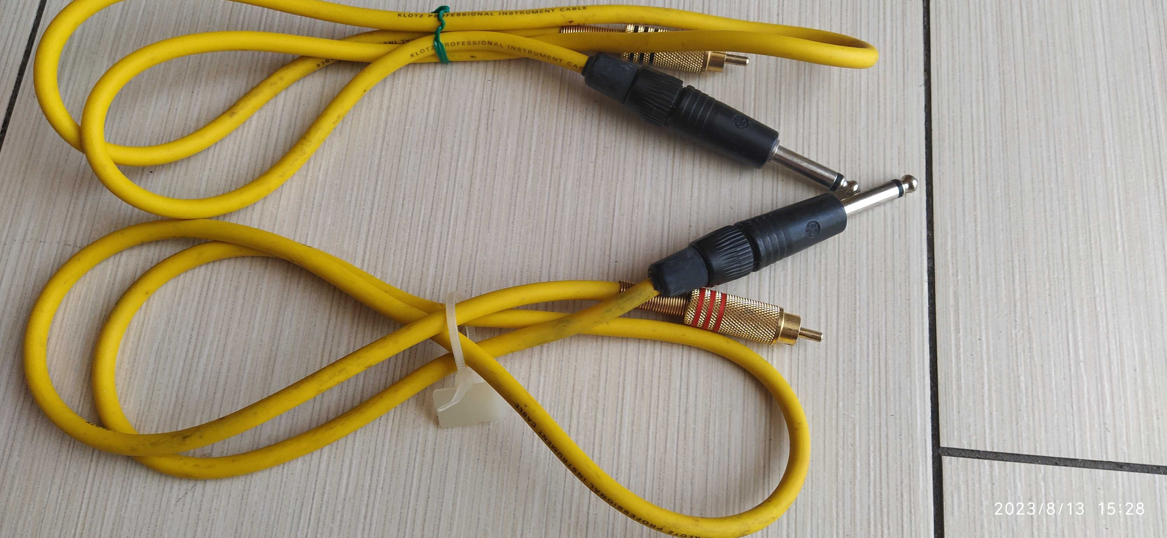 Klotz -cabo profissional  RCA/Jack mono 6,5mm(1 par=2m)amarelo