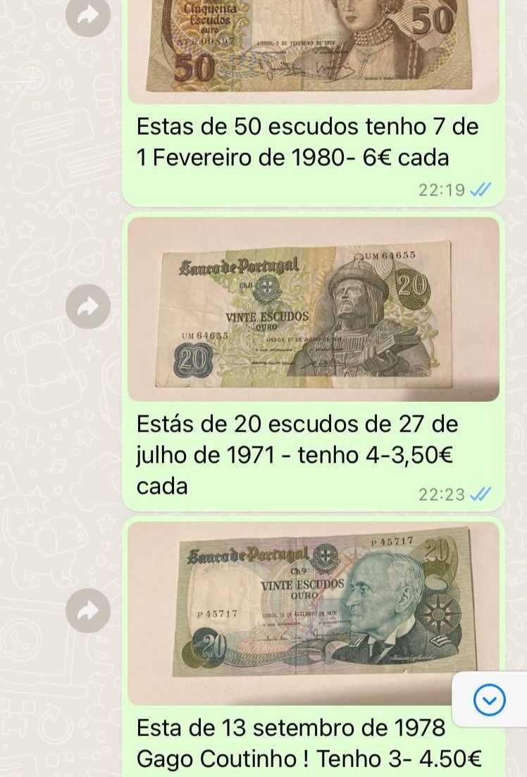 Vendo várias notas antigas