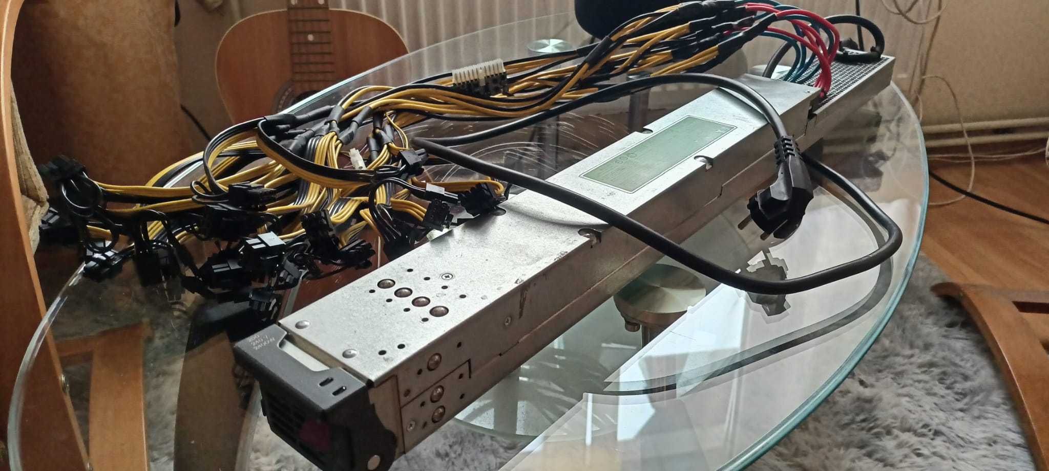 Przerobiony zasilacz HP HSTNS-RR19 2450W 24x PCIe 6+2 – cichy, koparka