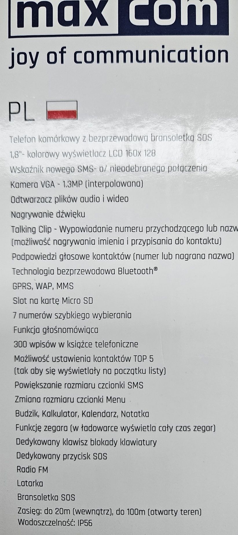 Telefon MAXCOM MM715BB z SOS