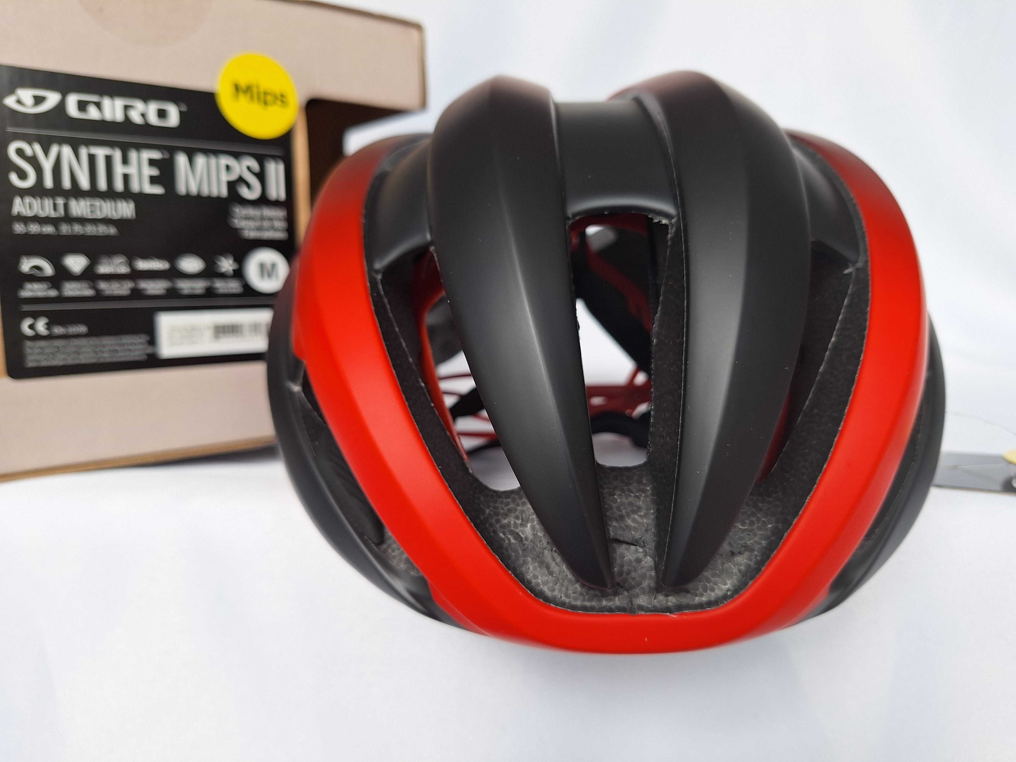 Kask rowerowy Giro Synthe Mips II Matte Black Bright Red S 51-55cm