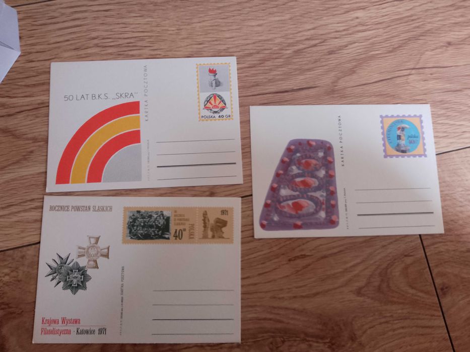 zestaw 3 całostki pocztówki różne, likwidacja zbioru