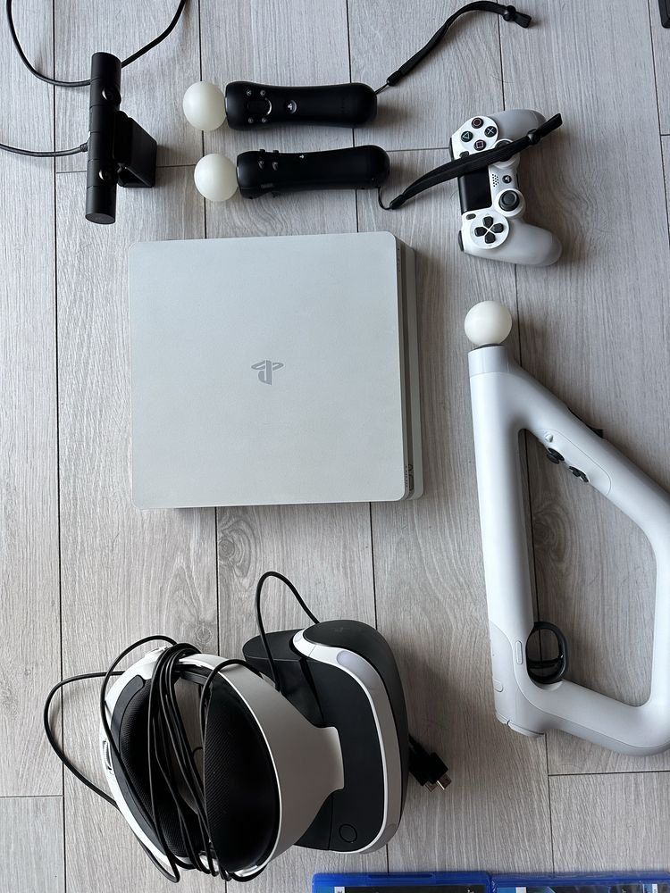 PS4 Slim 500GB + PSVR + 7 GIER