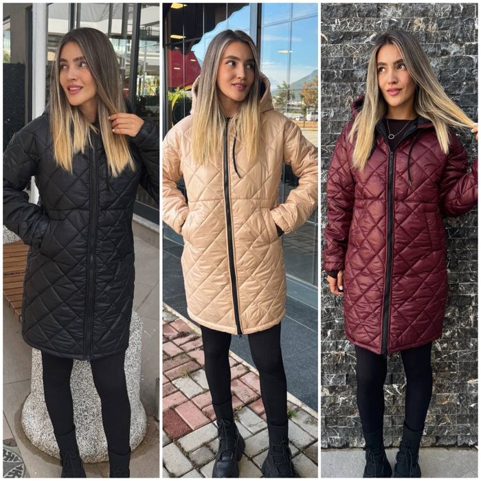 Куртка жіноча довга з капюшоном . Холодна осінь