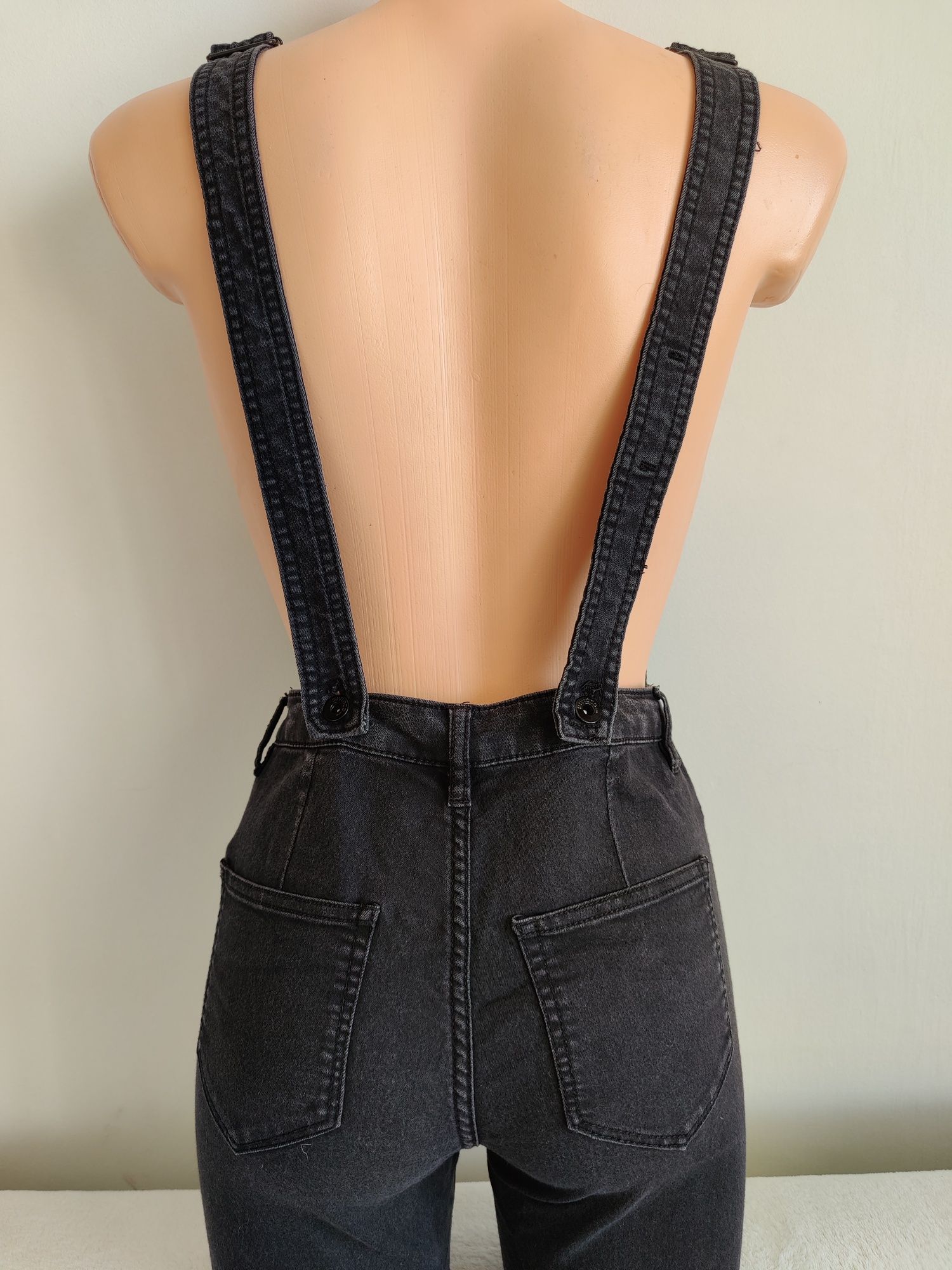 Spodnie ogrodniczki H&M rurki jeansowe 34 XS 160cm z elastnem