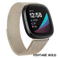 G286 PASEK metal,magnes Fitbit Versa3/4 VINTAGE GOLD_Milanese