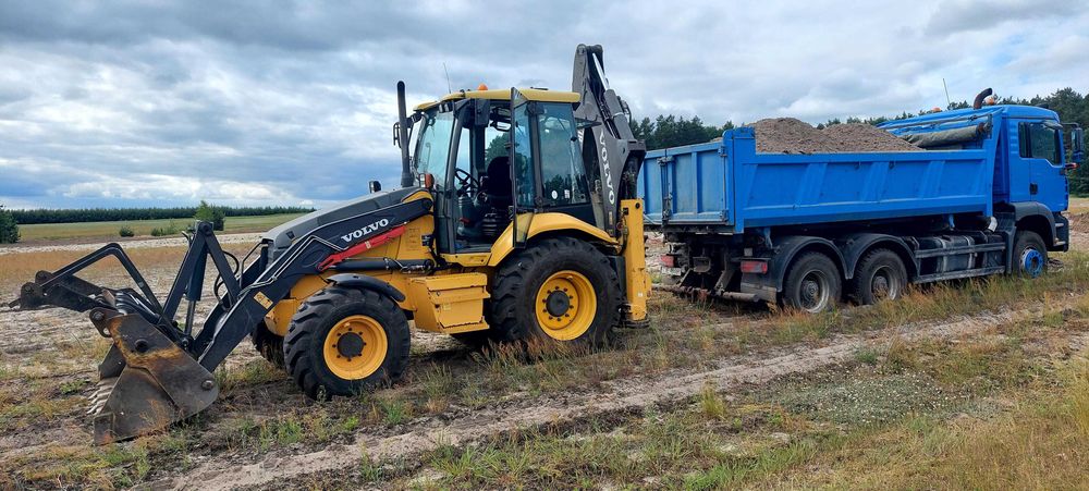 usługi koparko-ładowarką , wykopy , roboty ziemne , wyburzenia ,