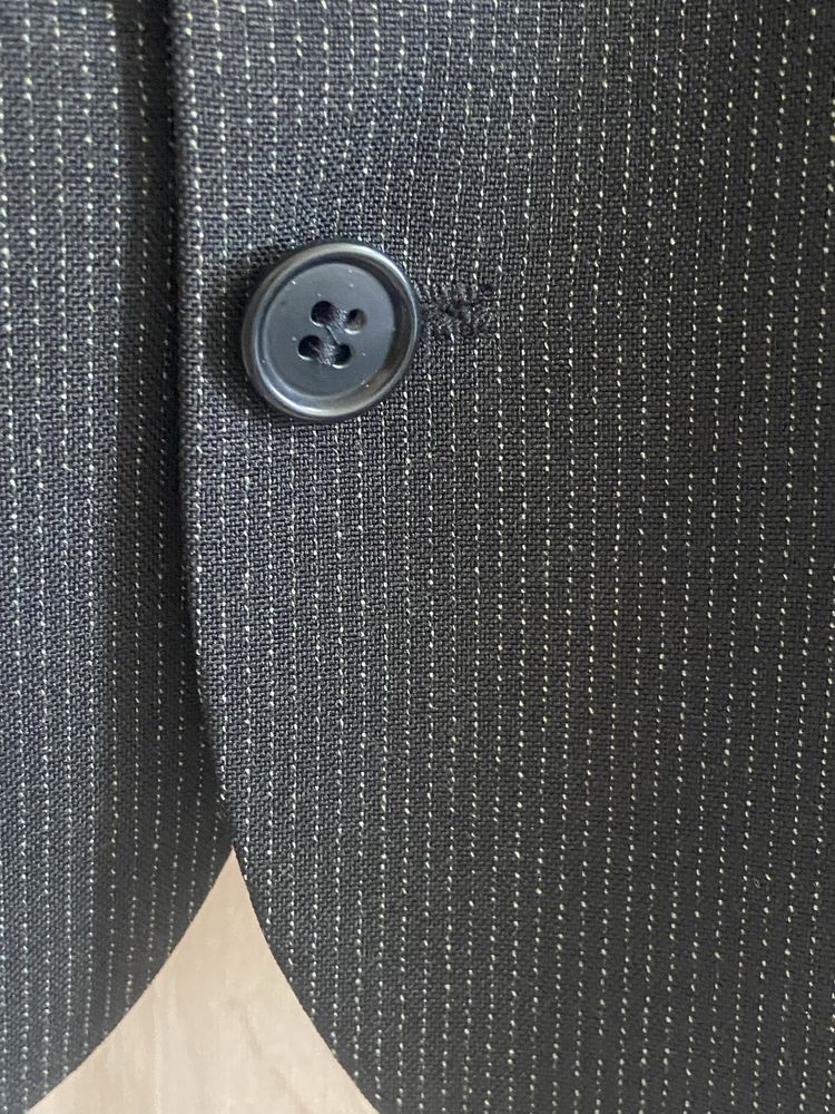 Vintage czarna męska kamizelka elegancka 52 L prążek
