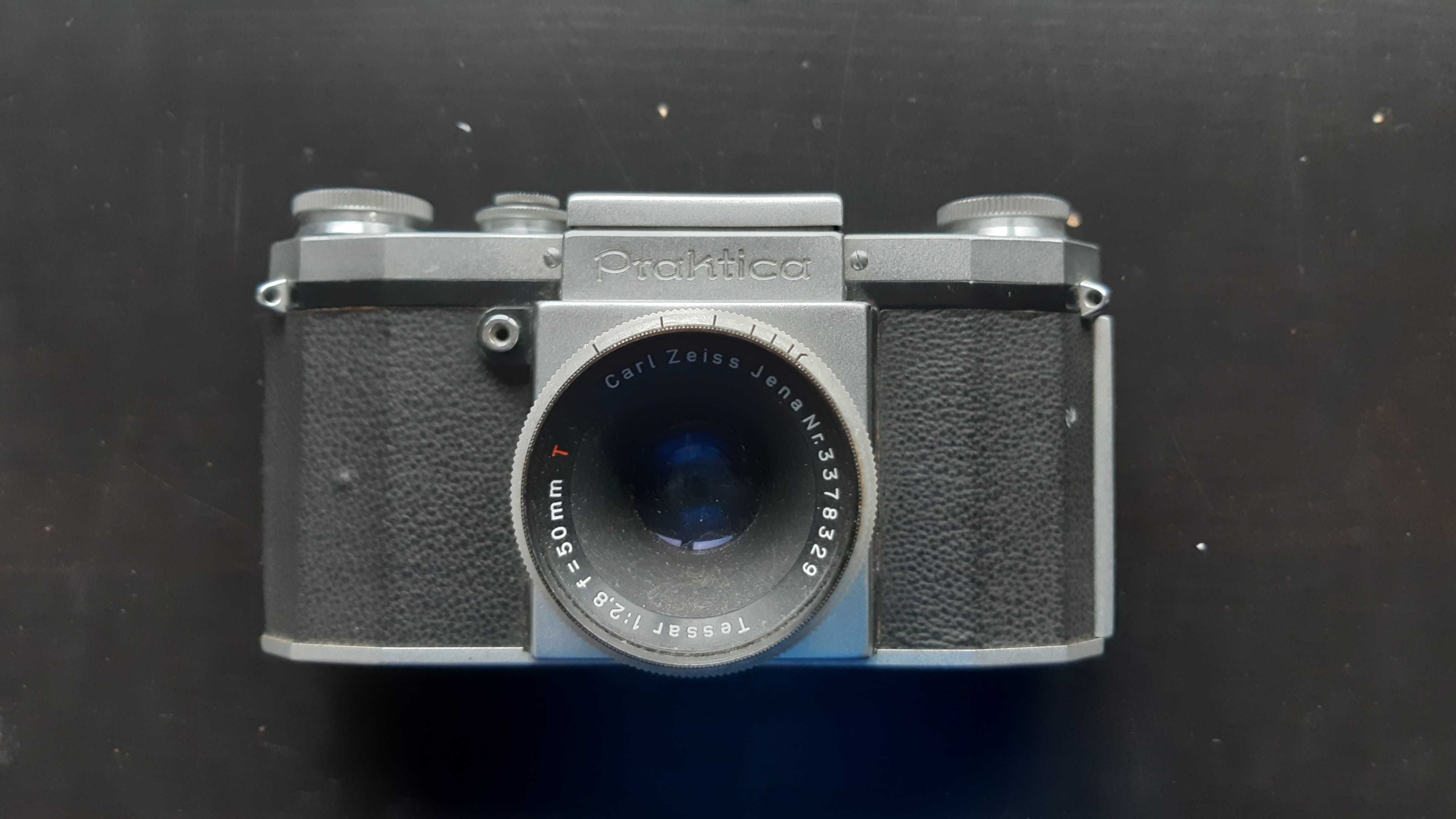 Zabytkowy aparat Praktica KW obiektyw Carl Zeiss Jena 50 mm