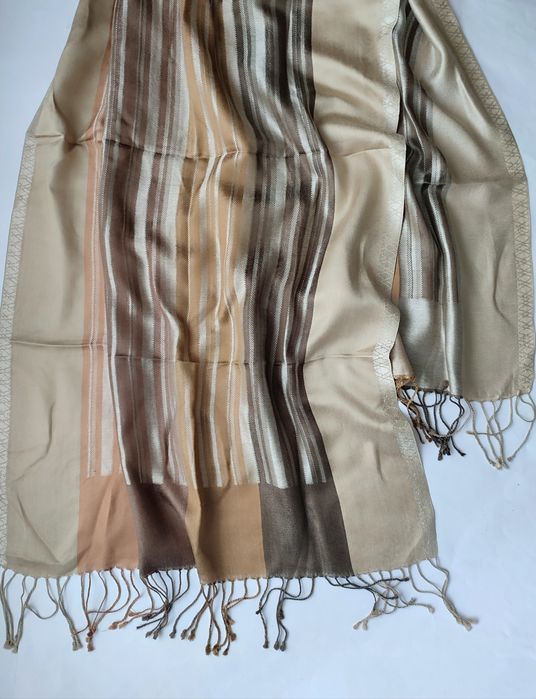 Шелковый бандана палантин-шарф шаль в полоску, 100% шелк.