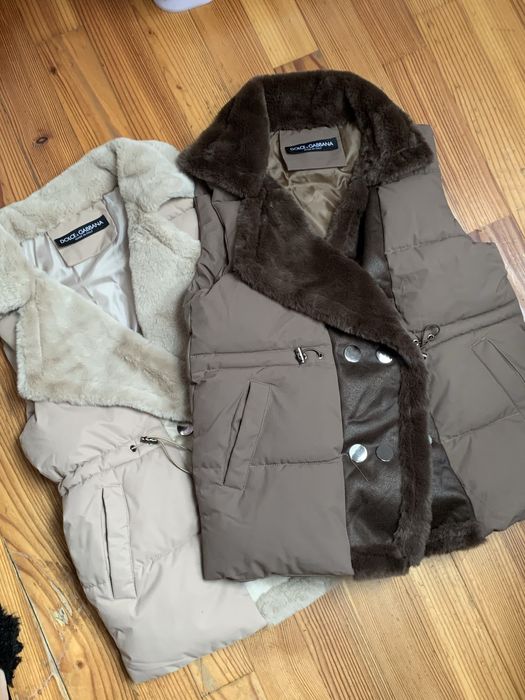 Безрукавки пухові  пуховик  оригінальні dolce gabbana з хутром