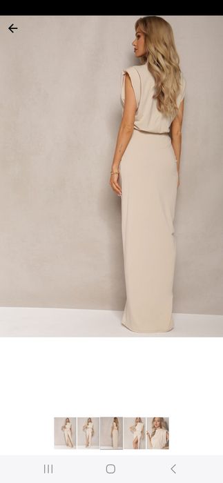 Sukienka beżowa na wesele dluga rozmiar s-m