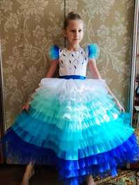 Платье Морская царевна нарядное на 6-8 лет на выпускной
