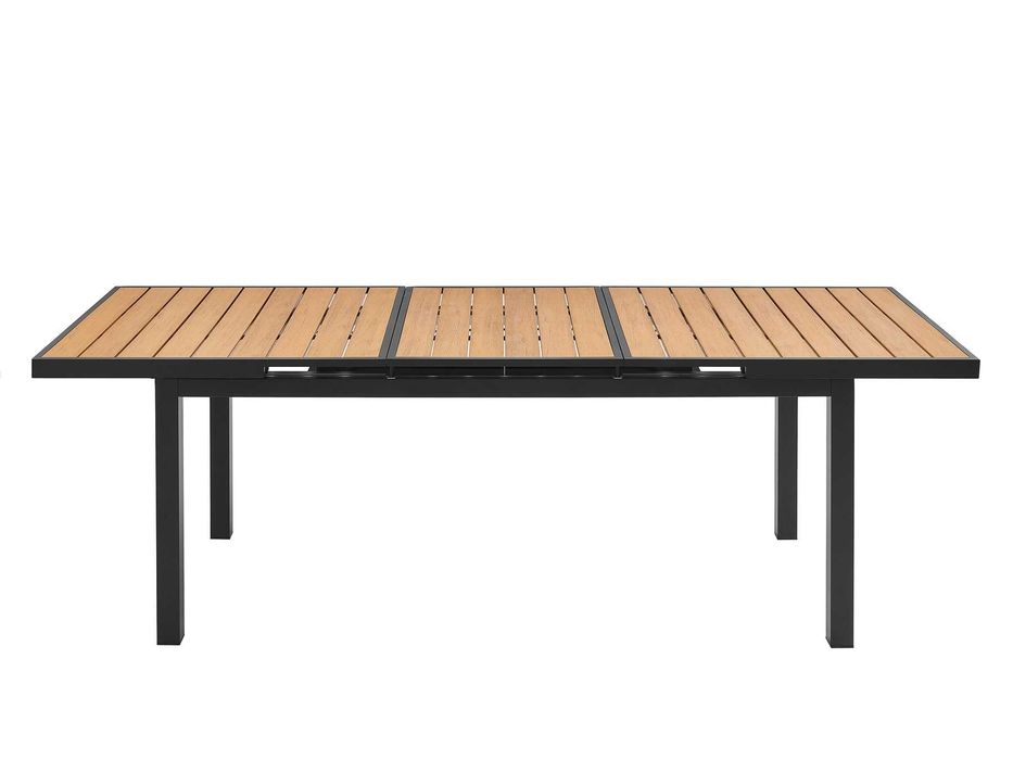 Stół tarasowy aluminiowy drewno-podobny WPC w kolorze czarno- brązowym