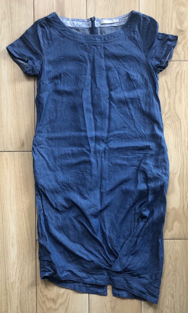 Jeansowa sukienka z kieszeniami asymetryczna na suwak Tatuum 34