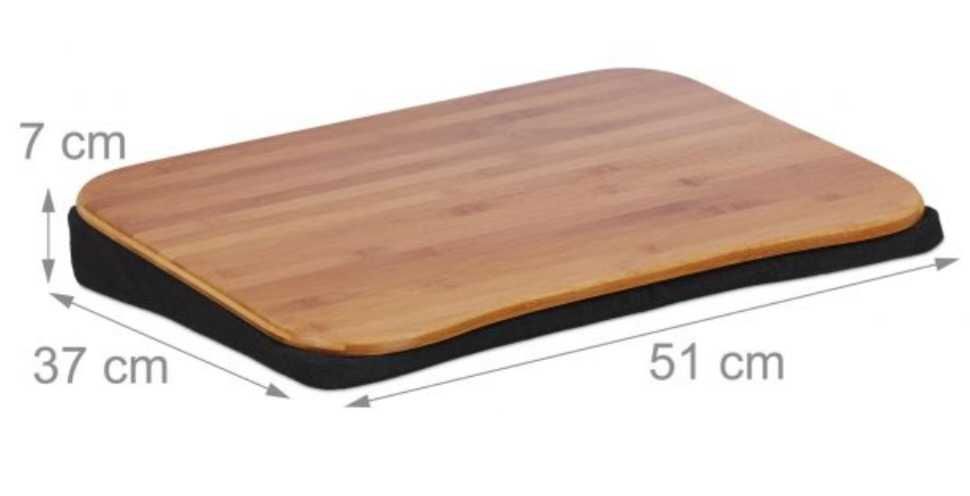 Relaxdays, ​​podstawka pod laptop 51x37cm zdejmowana poduszka,bambus