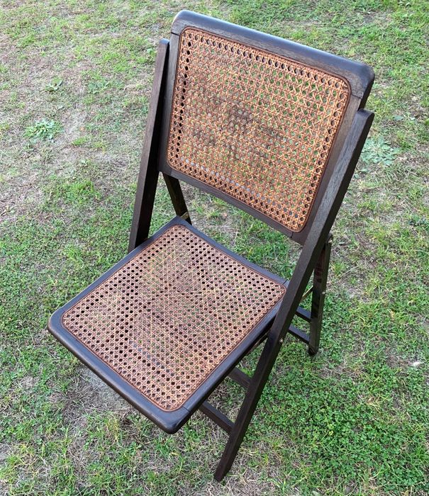 Krzesło składane, rattan, vintage, lata 60