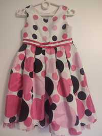 Sukienka w różowo czarne grochy Bambini roz 104 122