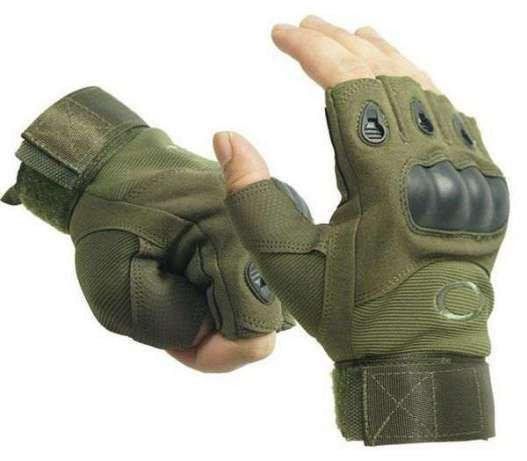 Тактические перчатки Oakley БЕЗ пальцев Черный-Олива, (M, L, XL)
