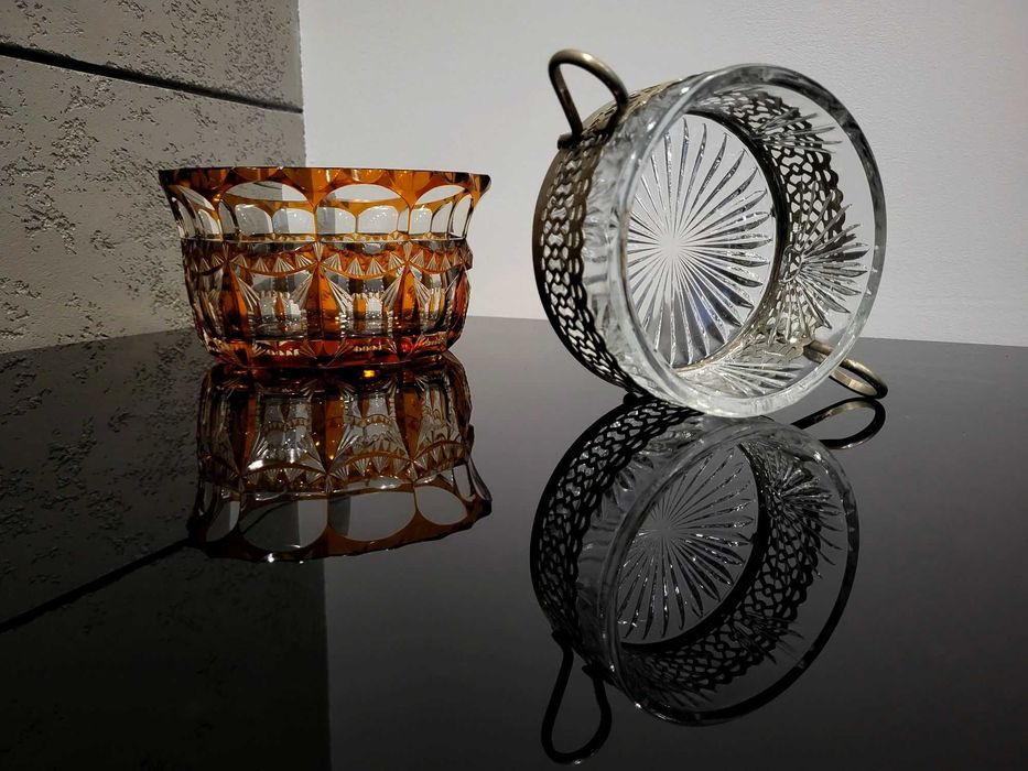 Cukiernica PRL szklana koszyczek RETRO