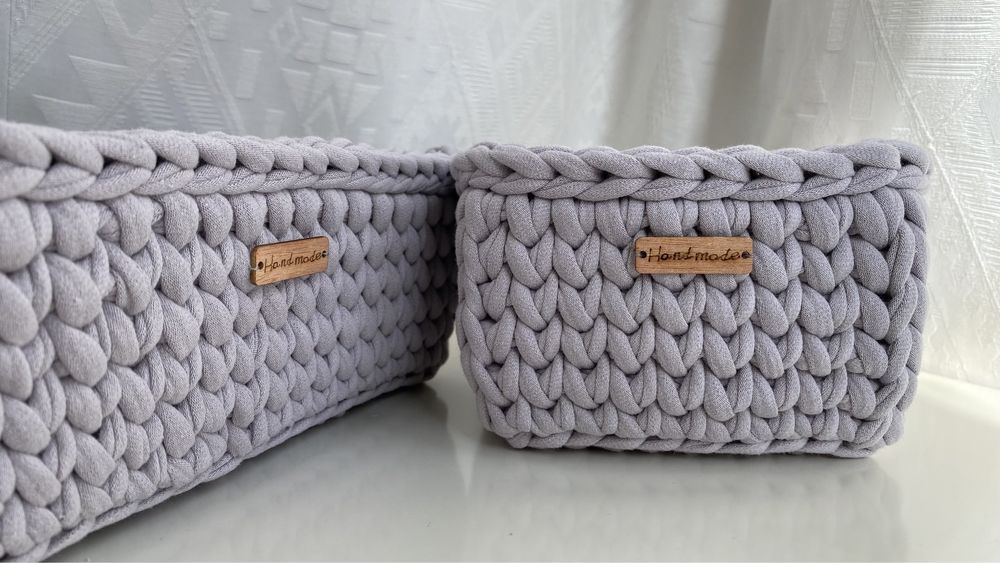 Набір кошиків з трикотажної пряжі. Handmade
