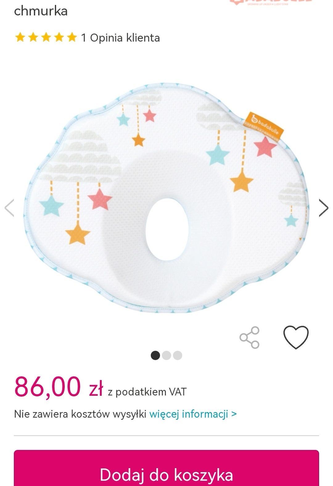 Badabulle Poduszka niemowlęca z dziurką chmurka ergonomiczna