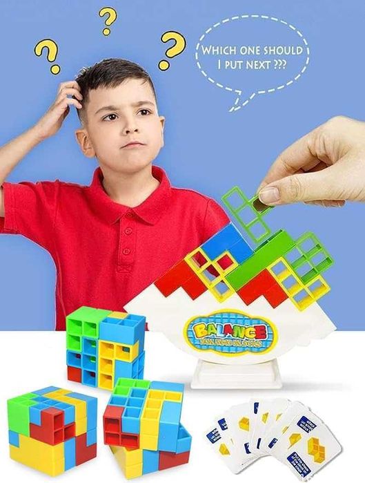 GRA TETRIS układanka 16 klocków+22 karty MONTESSORI PREZENT DZIECKO!