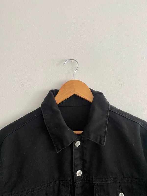 Czarna jeansowa kurtka krótka John Galt S 36 koszula Brandy Melville