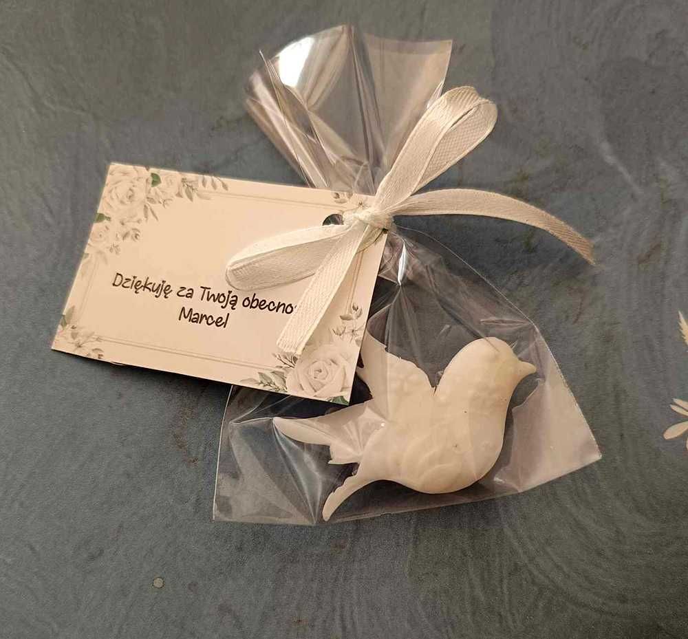 Mini mydełko gołąbek na prezent na podziękowania dla gości