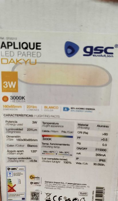 Aplique de parede de LED 3w