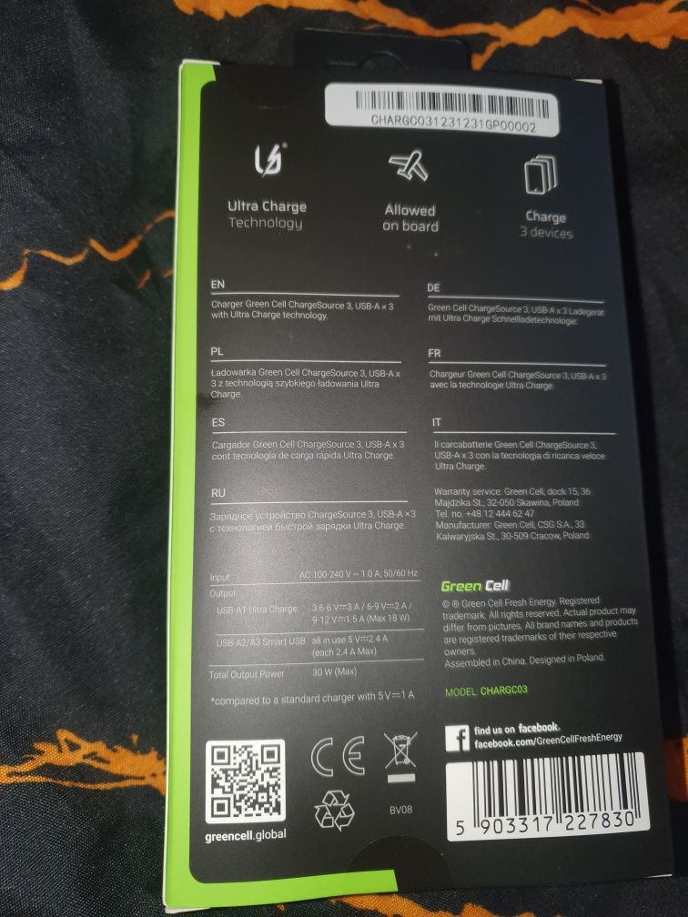 Ładowarka Sieciowa ChargeSource3 - 30W (USB 18W + 2x 12W)