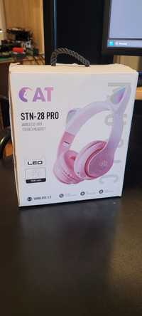 Słuchawki Bluetooth Cat STN-28 PRO Różowe Podświetlenie RGB