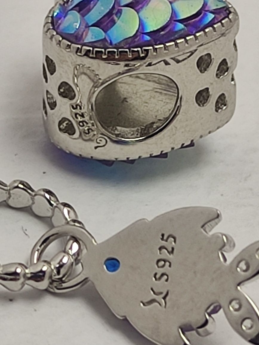 Bransoletka srebrna S925 ALE z 2 charmsami morska