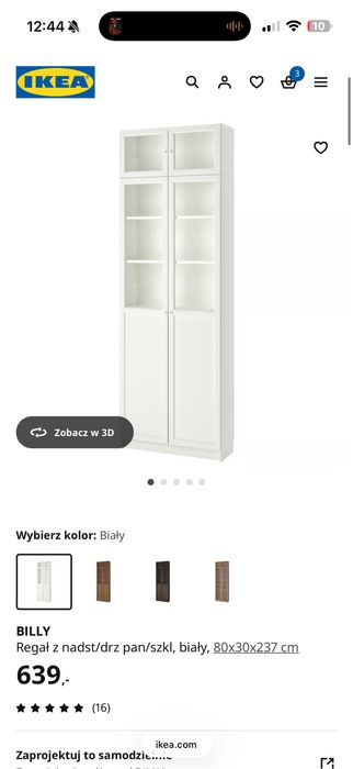 Regał Billy z nadstawką i drzwiami