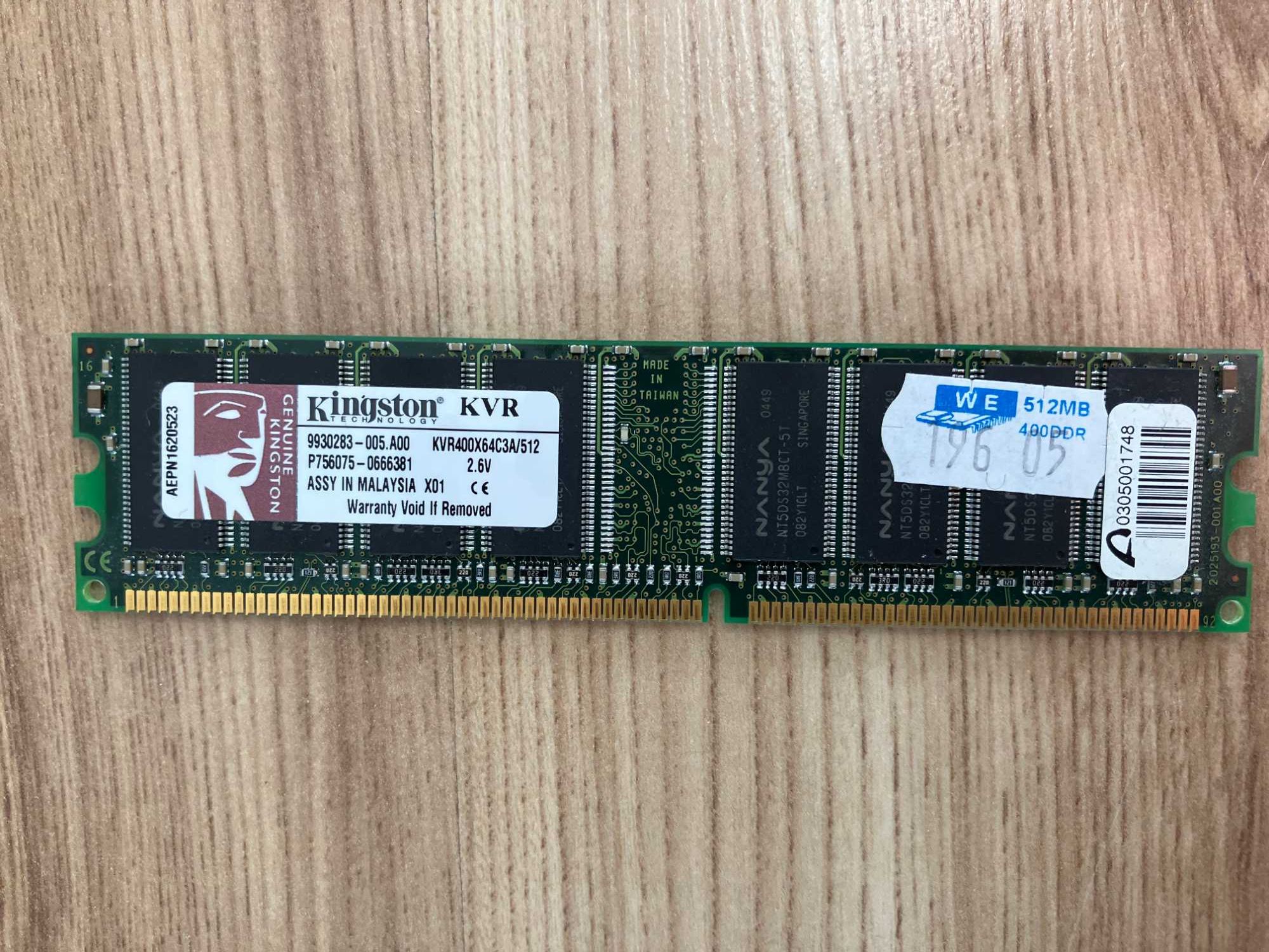 Pamięć RAM DDR2 512MB Kingston KVR400X64C3AK2 i Good Ram GR533DD64L4