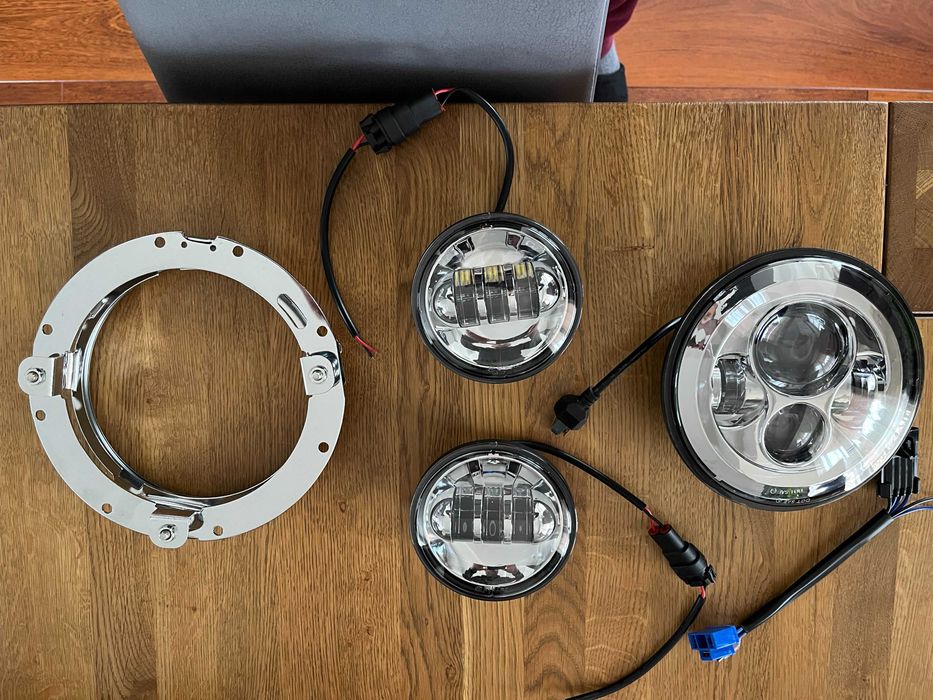 Komplet Lampa wkład 7 cali LED, lightbary 4,5" Harley Honda Yamaha itp