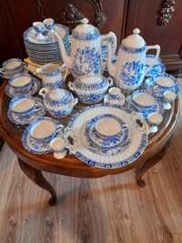 Stary przedwojenny komplet pięknej  porcelany China Blau Bavaria 57szt