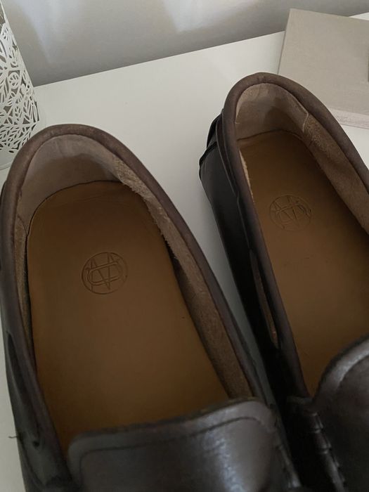 Męskie brązowe mokasyny skórzane – Massimo Dutti