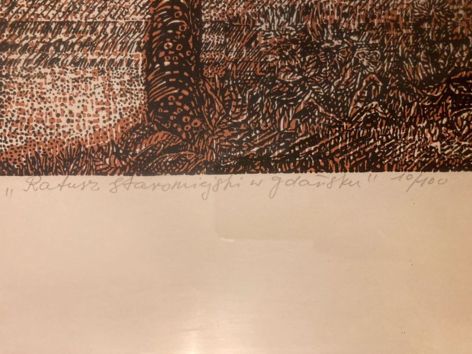 Obraz grafika „Ratusz staromiejski w Gdańsku” B. Rosiński, 1979