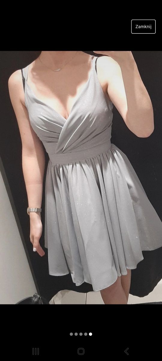 Sukienka szara/srebrna brokatowa Elizabeth Maravilla rozmiar 34