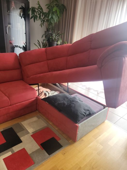 Kanapka naroznik czerwona  bdb+